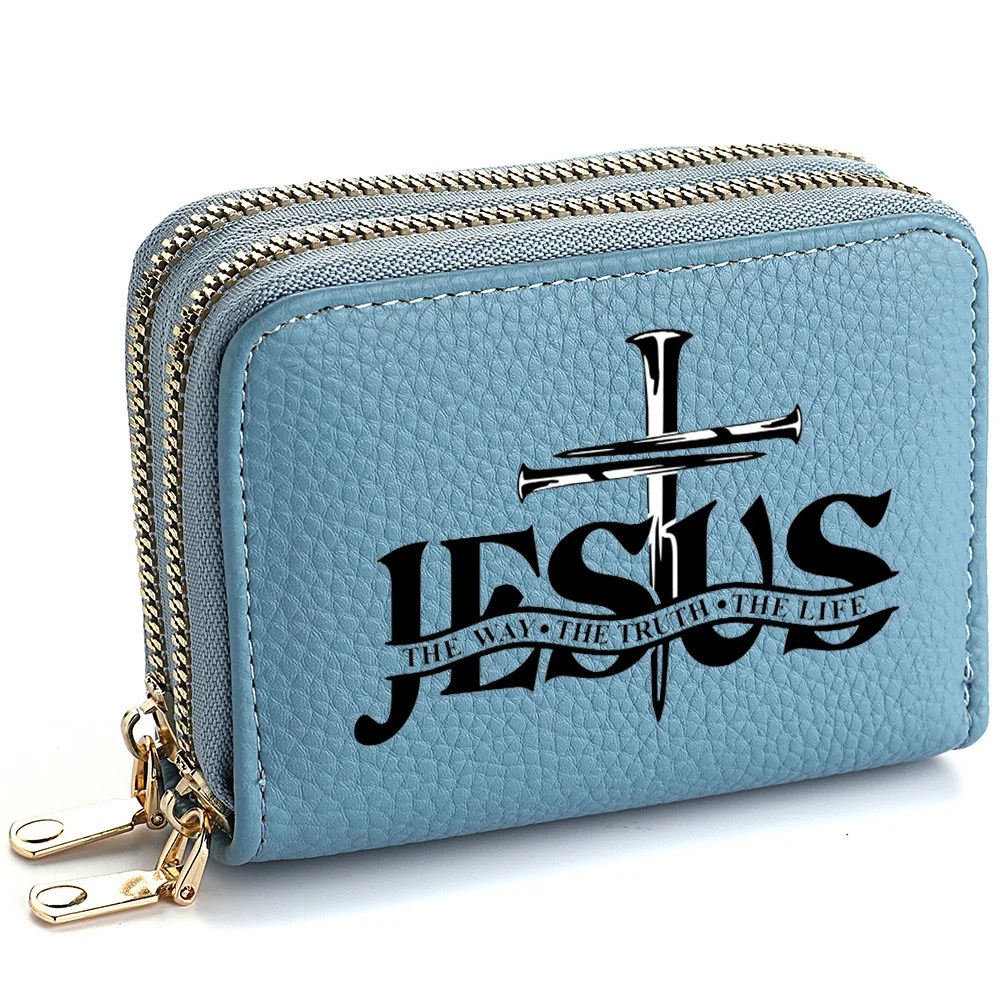 Damen-Geldbörse aus PU-Leder, kurze Münze, Kartenhalter, Jesus-Muster, kleine harte Geldbörse, modische Geldtasche – Detail 8