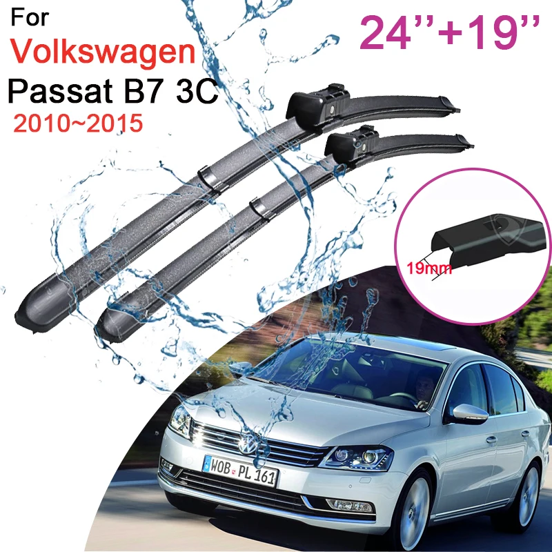 

For Volkswagen VW Passat B7 2010~2015 Car Wiper Blades Durable Rubber Wiper Snow Scraping Front Windshield Brushes Accessories