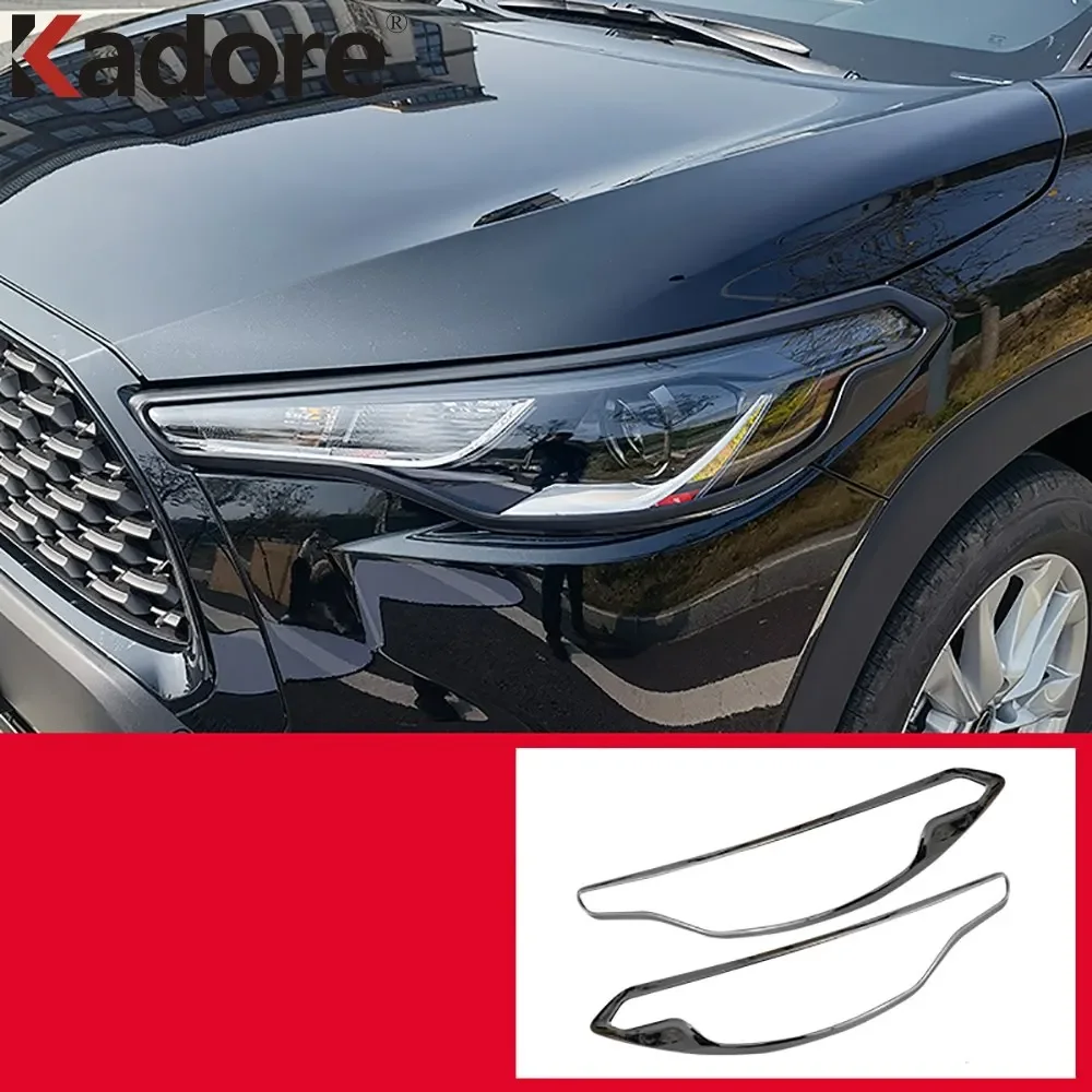 Chrome Front Head Light Lamp Cover Trim For Toyota corolla cross gr 2018-2020 2021 2022 2023 Headlight Strips Car Styling