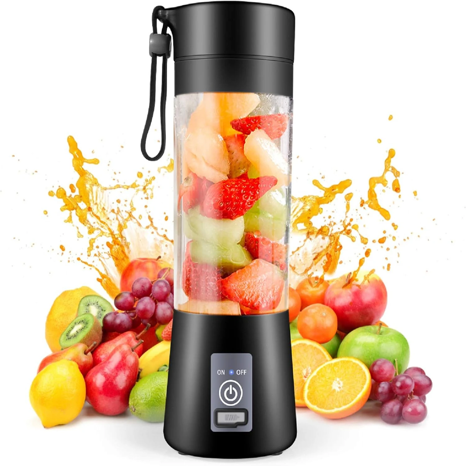 Draagbare blender, persoonlijke blender, smoothies sapcentrifugebeker USB oplaadbaar en persoonlijke maat blendershakes, 380 ml, vruchtensap, mix