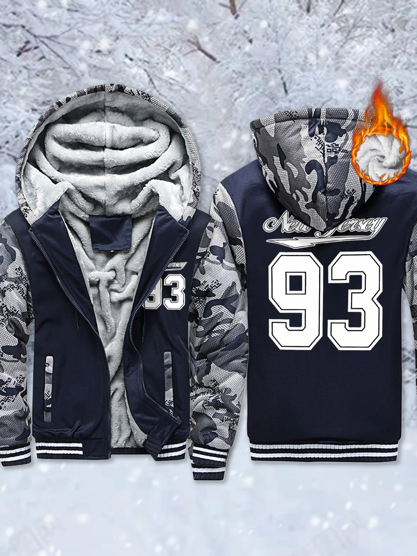 

New York Art 93 Letter Prints Soft Fleece Zip-Up Jackets Man'S Basics Pocket Coat Thicken Winter Sportswear Warm Comfy Outwear