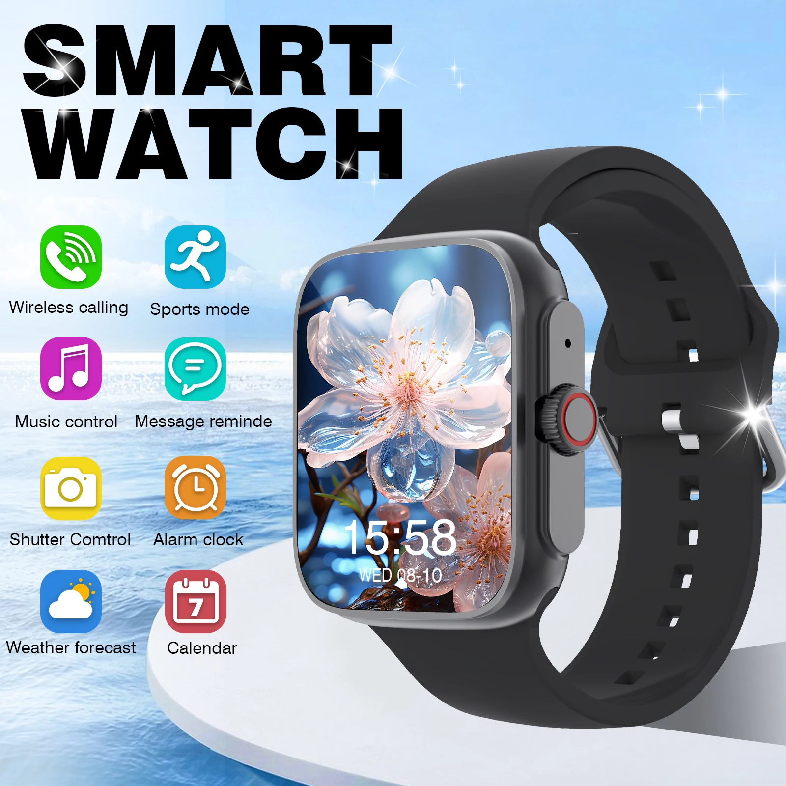 ساعة ذكية، مكالمات بلوتوث، تذكير بالرسائل، معدل ضربات القلب/الأكسجين في الدم/مراقبة ضغط الدم، مناسبة لنظام Android/iPhone #1