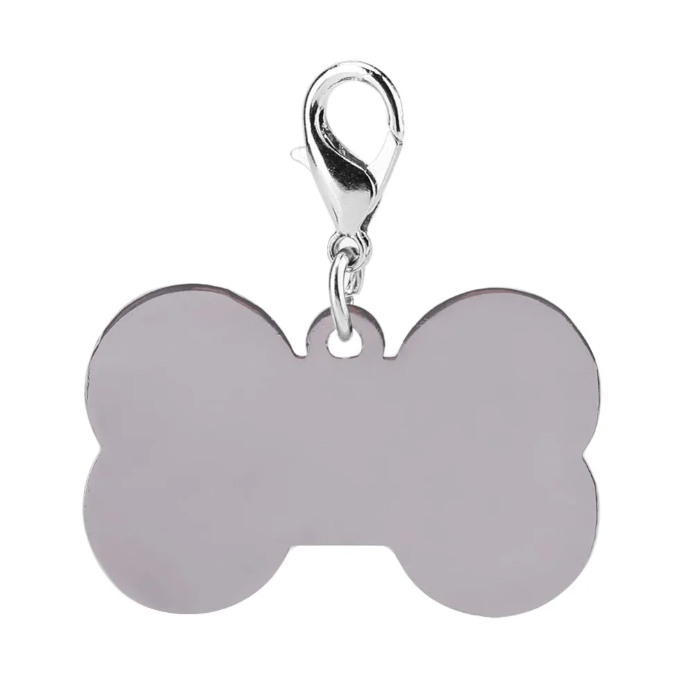 Multi Colors Pet ID Tag Paw Print Pattern Bone Shape Cat Identity Tag Metal Craft Light Weight Dog Name Tag