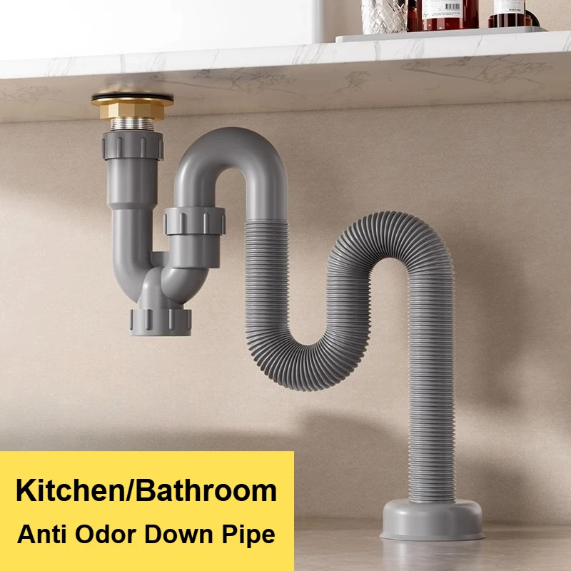 Bathroom Washbasin S-shaped Drainage Pipe Set U-shaped Down Pipe Anti Odor Basin Backflow Bend Anti Odor Down Pipe