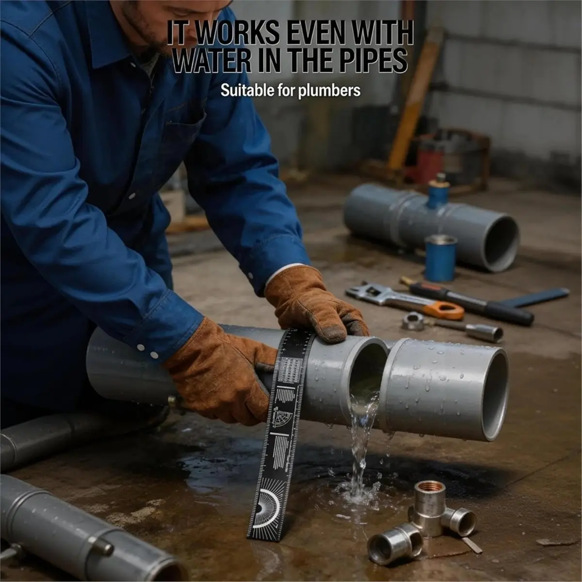 Pipe Wrap Around for Plumbers Mechanics Welders, 158°F Waterproof PVC Wrap with Storage Box, Fits 6-30 Inch Pipe