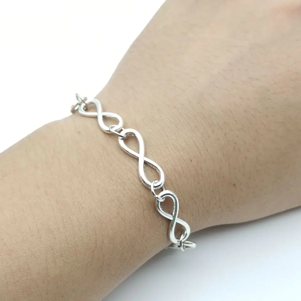Venda quente 8 caracteres infinito número infinito pulseira mulheres homens amizade presentes boho charme moda pulseira jóias