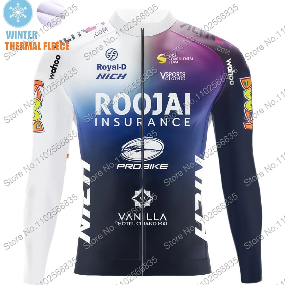 Team Roojai Insurance 2024 Cycling Jersey Set Men Long Sleeve Cycling Clothing Suit MTB Bike Road Pants Bib Maillot