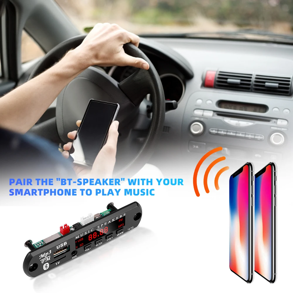 MP3 Decoder Board Wireless Bluetooth 5.0 MP3 Player 9V 12V Car Audio FM Radio Module Support TF AUX USB with Remote Control