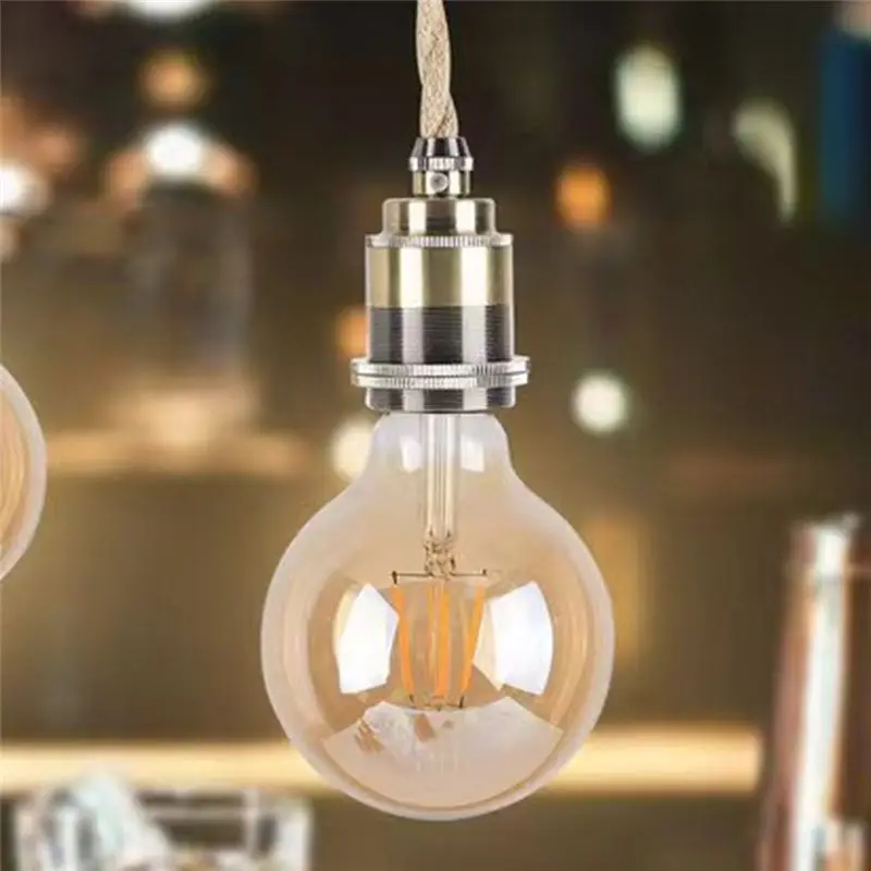 A98E-For Home Lighting Vintage Copper E27 Screw Bulb Socket Retro Pendant Light Fitting Adapter Lighting Bulb Holder B