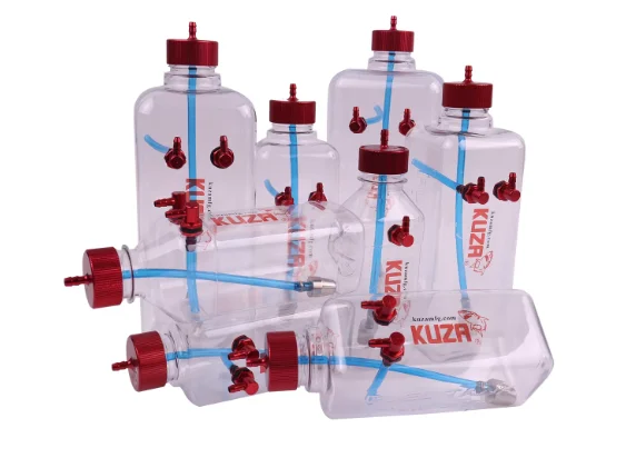 KUZA Tiger Shark V3 Transparent Gas Fuel Tank Model 260ml-1500ml CNC Aluminum Alloy Nozzle for RC Gas Fixed-Wing Aircraft