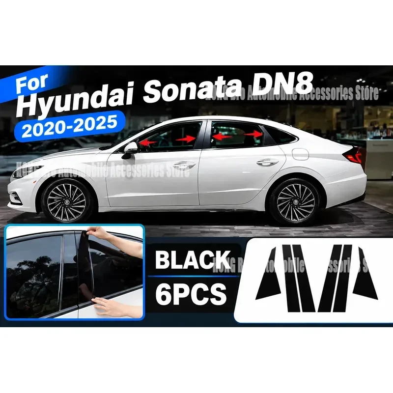 For Hyundai Sonata DN8 2020-2025 MK8 B C Pillar Trim Stickers PC Window Decorative Cover Middle Column Car Accessories