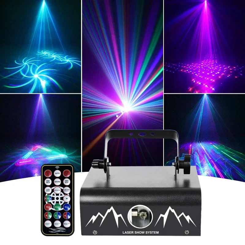 YSH Animation RGB Laser Stage Lights DMX512 Remote Sound Activated lazer Lights Party Lighting for Bar Nightclub