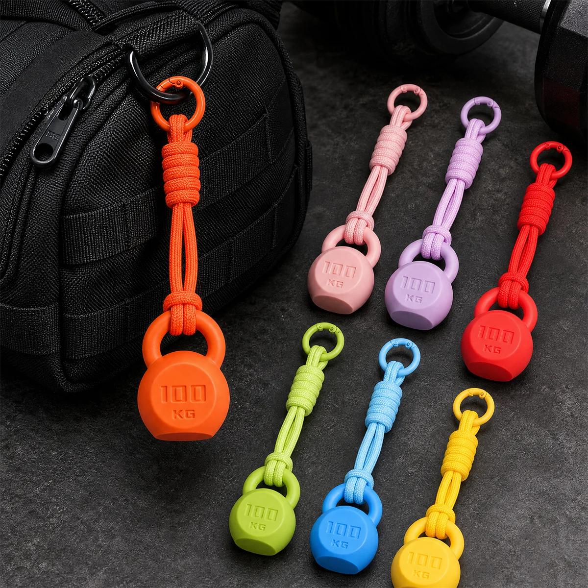 3D Printed Creative Kettlebell Keychain, 100KG Mark Mini Kettlebell Charm Pendant, Decor Gift