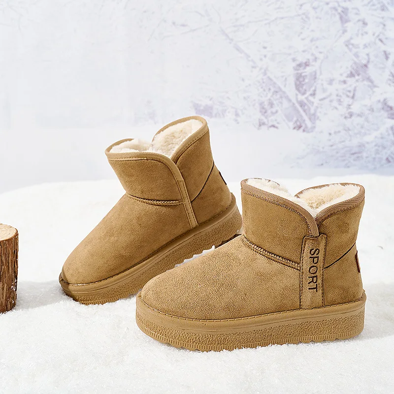 

Зимние сапоги для женщин с плюшем и толстым повседневным уличным хлопковым туфлям, модная и универсальная теплая хлопковая обувь для женщин