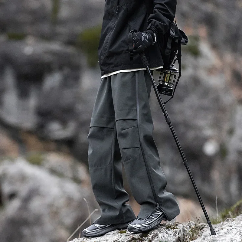 

Мужские брюки до щиколотки, брюки-карго с карманами, свободные брюки с высокой талией, винтажные брюки на молнии в стиле пэчворк, легкие эластичные брюки