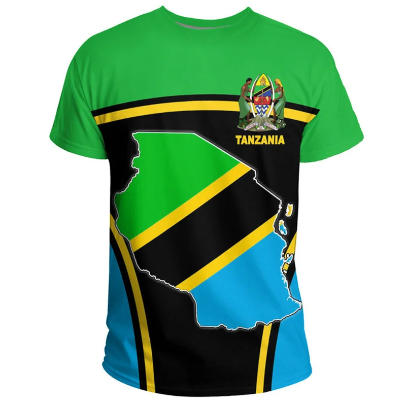 Tanzania Emblem 3D Printing T Shirt The United Republic Of Tanzania Flag Graphic Tee Shirts Men Fashion Short Sleeves T-shirts