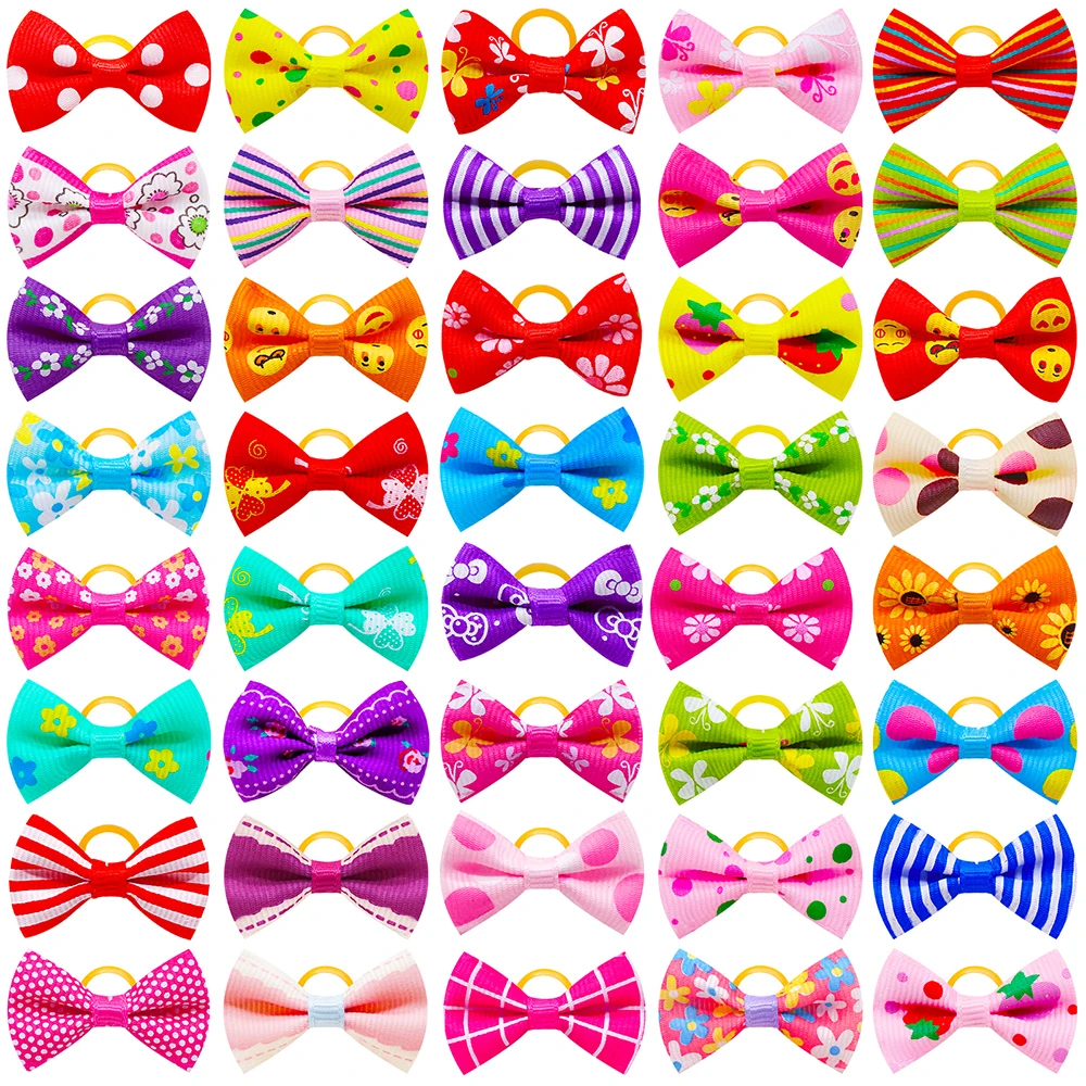 10/20pcs Dog Grooming Bows Mix Colours Cat Dog Hair Bows for Small Dog Grooming Pet Hair Accessories Rubber Bands Pet Supplies