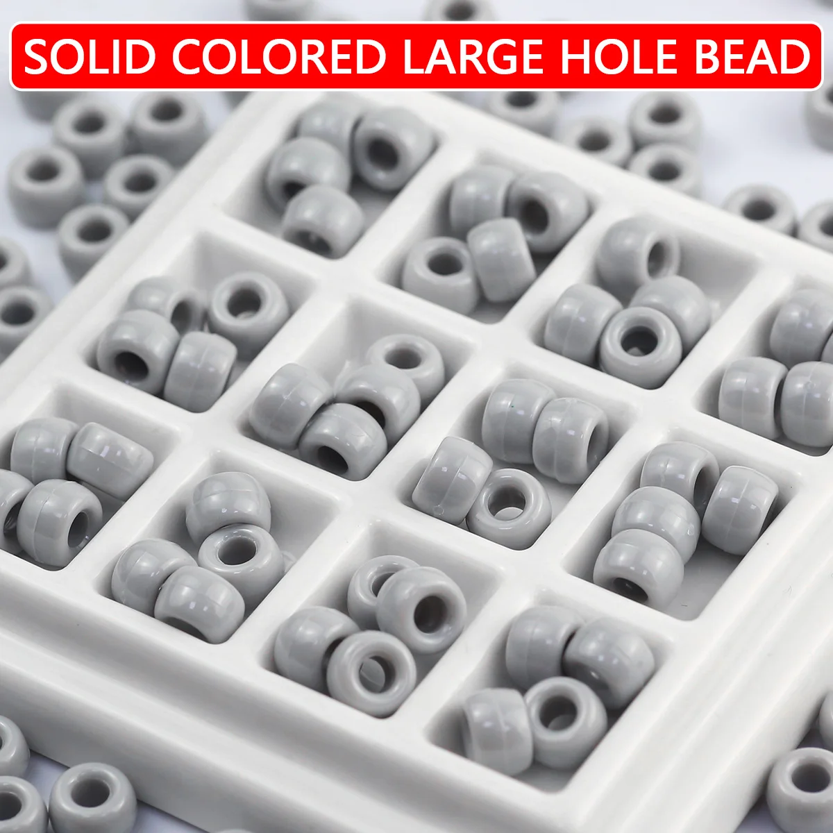6x9mm Acrylic Center-Hole Beads Gray Handmade DIY Jewelry-Making Loose Bead Bracelets Necklaces Decorative Accessories