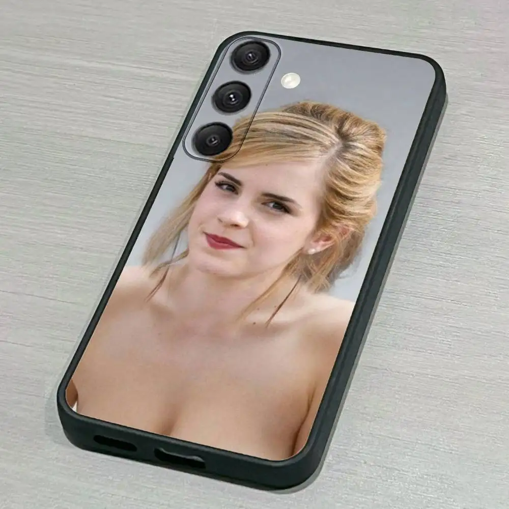 حافظة هاتف A-مثلة Emma W-Watson لهاتف سامسونج S25، S24، S23، S22، S21، S20، S10، Ultra، Plus، Lite، FE، غطاء أسود من السيليكون الناعم