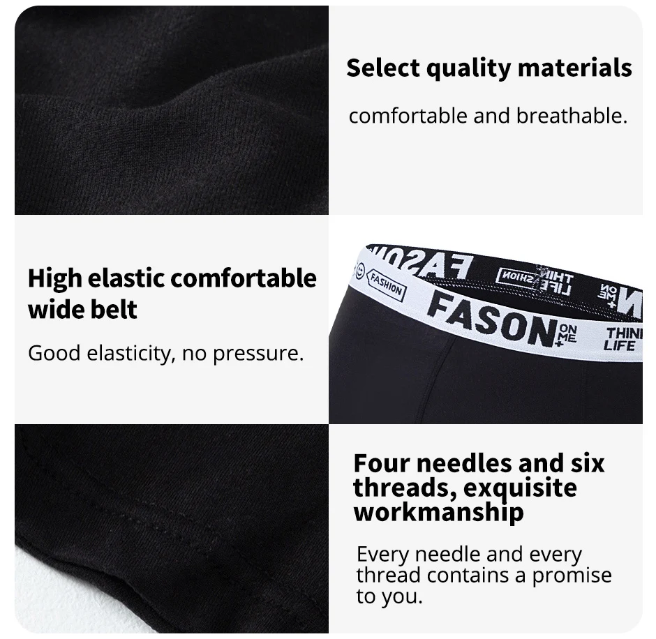 4/10-teilige Herren-Boxershorts für vier Jahreszeiten, Schwarz, modisch, lässig, Basic, vielseitig, Unterwäsche, Übergröße, Jugend-Sport-Basisshorts – Detail 6