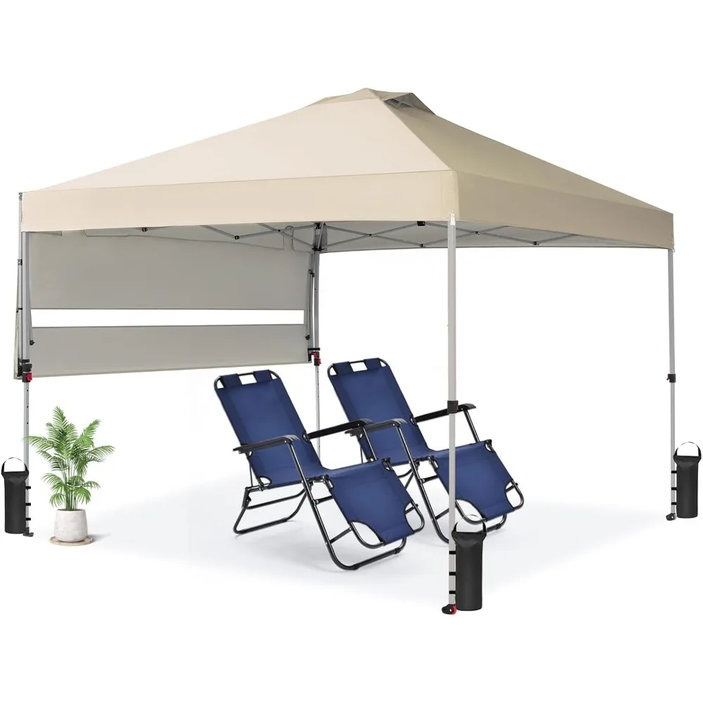 

10x10 Pop up Canopy Tent, Instant Commercial Canopy with Extend Awning, Patended Centerlock, 150D Silver Coated Fabric