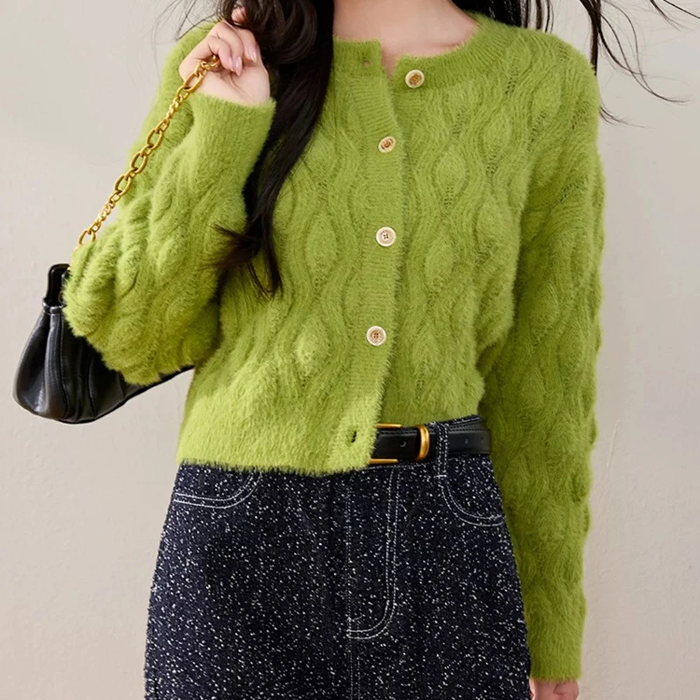 

Women Knitted Cardigan Creative Texture Pattern Design Loose Sweater Autumn Winter Fashion Versatile Single Breasted Soft Top