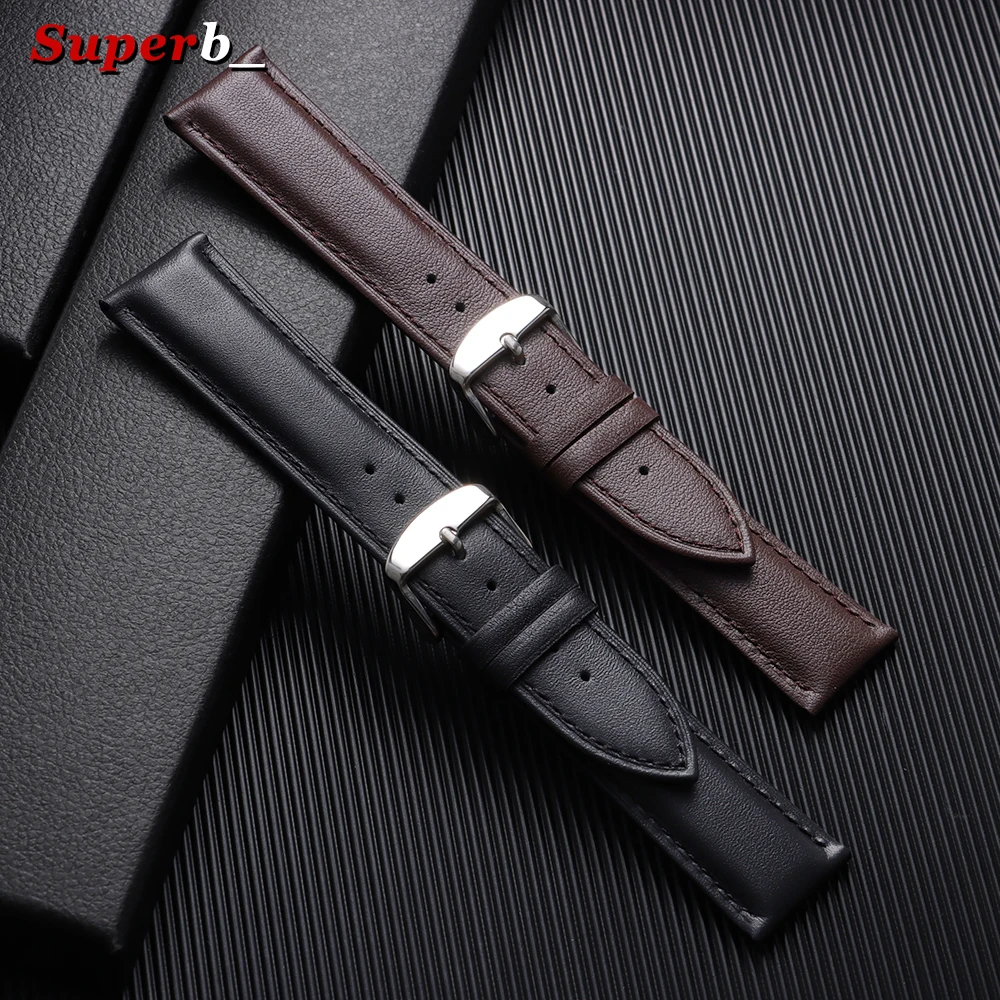 12/14/16/18/19/20/21/22/24 mm Kalbsleder-Uhrenarmband, weiches Material, Uhrenarmband für Herren und Damen, schwarzes Ersatz-Armbanduhrenarmband – Detail 4