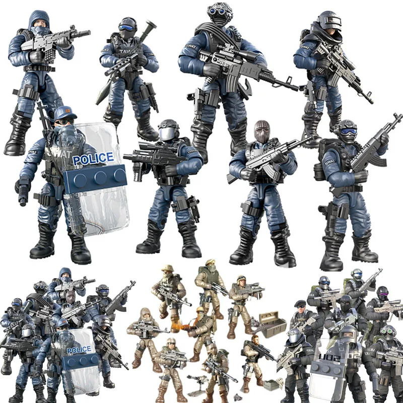 

Small Building Blocks 1:36 Soldier Figures Boy Assembling Model Counter Strike Arms Weapon Playable Toy For Children Gift