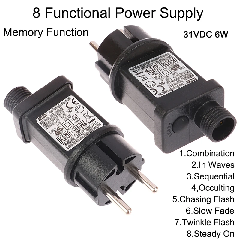 AC 220V To 31VDC 6W 8 Functional SELV LED Lamp Driver EU Plug Switch Adapter  String Light Adapter