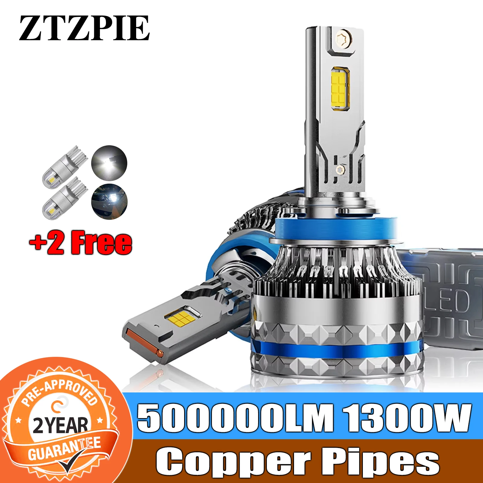 

ZTZPIE 6000K HB3 HB4 9005 9006 H1 H7 H4 H11 Bulb Canbus Led Lamp CSP 3570 Power Car Headlight Light 1300W 500000LM 12V Fog Lamp