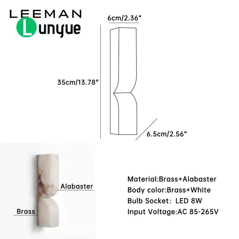 Alabaster Wall Lamp Modern Minimalist Indoor Lighting Fixture for Living Room Bedroom Hallway Warm Light Decorative Sconce