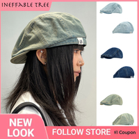 Y2K Peaked Cap for Men Designer Beret Streeetwear Short Brim Flip Washed Cotton Hat Casual Newsboy Hats Jeans Amekaji Wear