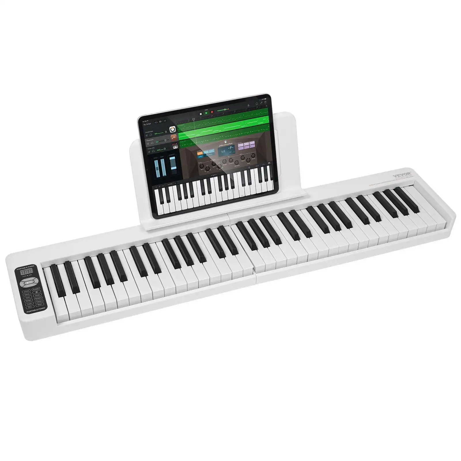 61 Key Folding Keyboard Piano Portable Foldable Piano Bluetooth MIDI White