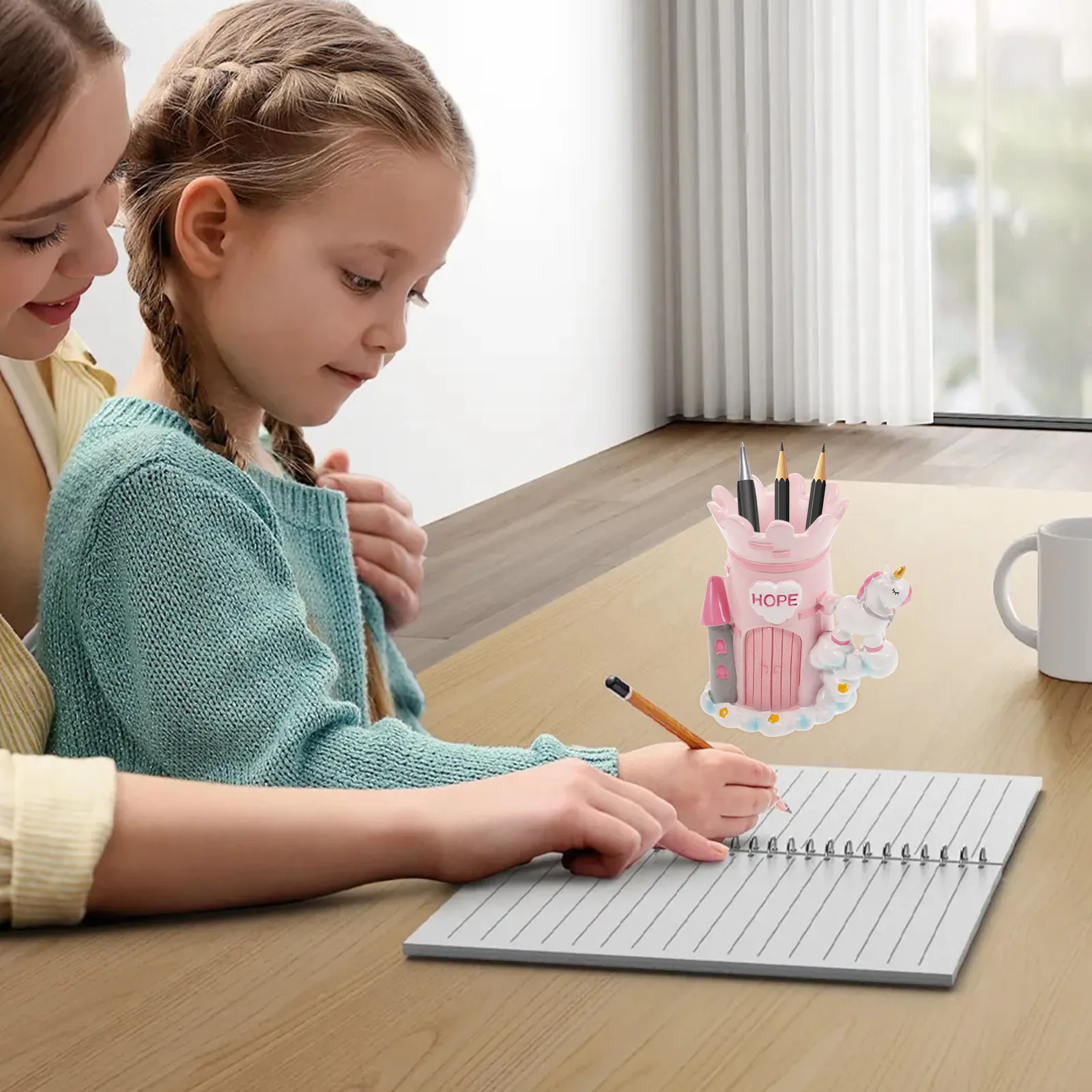 

1 шт. розовый держатель для ручек в виде единорога из смолы, настольный органайзер, мультяшный футляр для хранения, подставка для кистей для макияжа, декоративная подставка для ручек