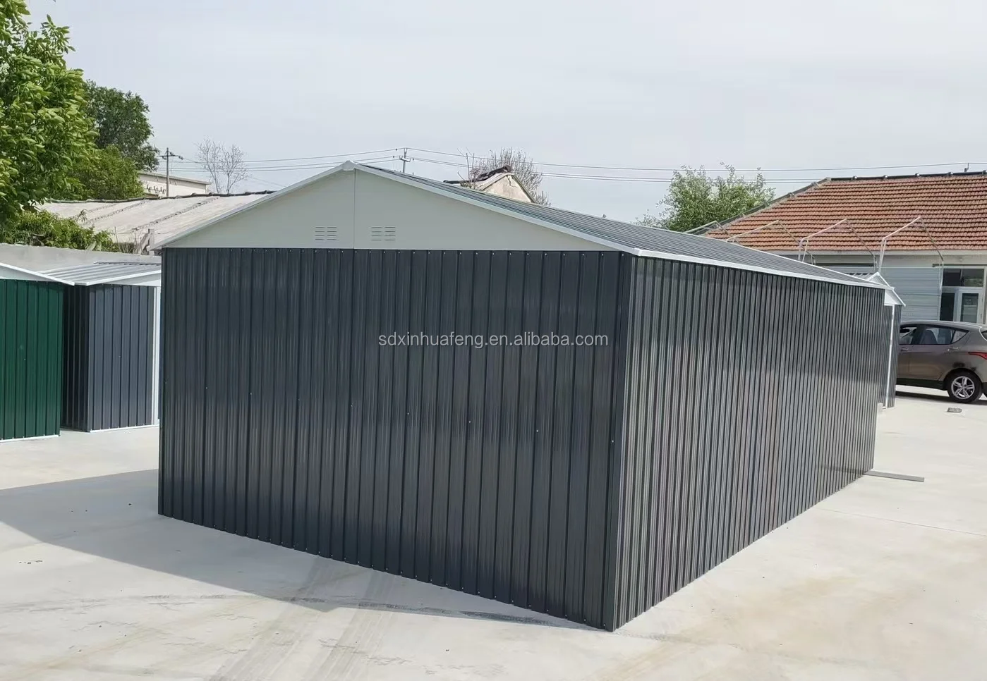 12*20 Ft Steel Storage Shed Waterproof Prefabricated Metal Utility Room Big Garage Carport 12*20 Ft Tool Storage Sheds
