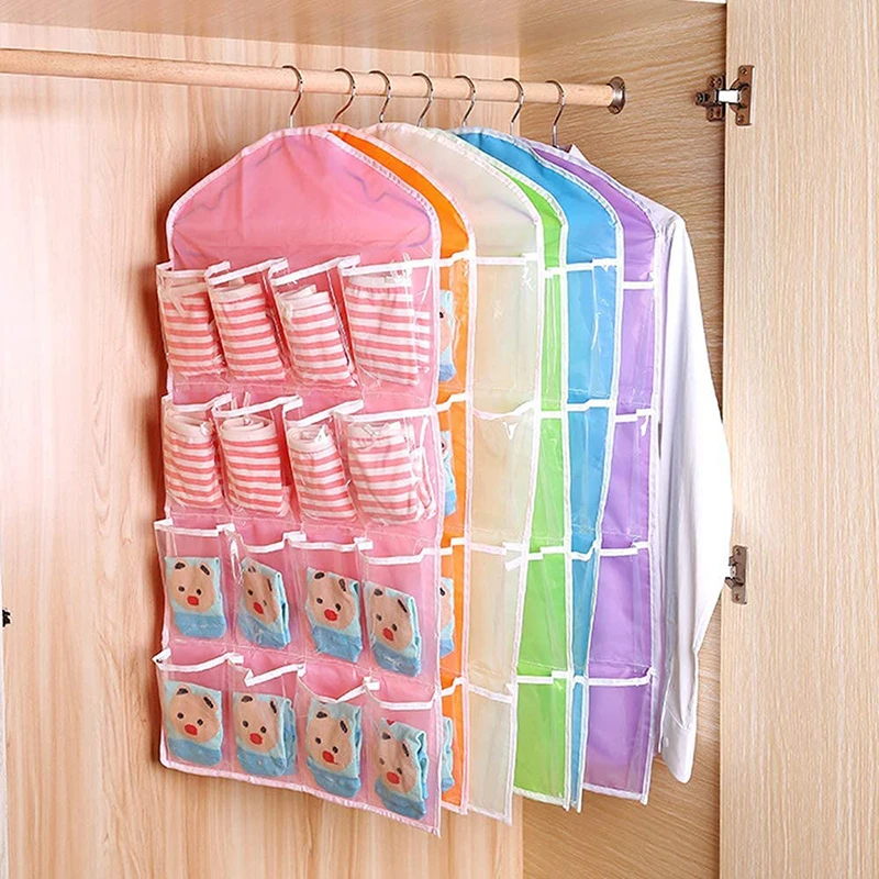 16 Pockets Folding Hanging Bag Multifunction Underwear Sorting Storage Bag Door Wall Hanging Closet Organizer Bag Closet Hanger