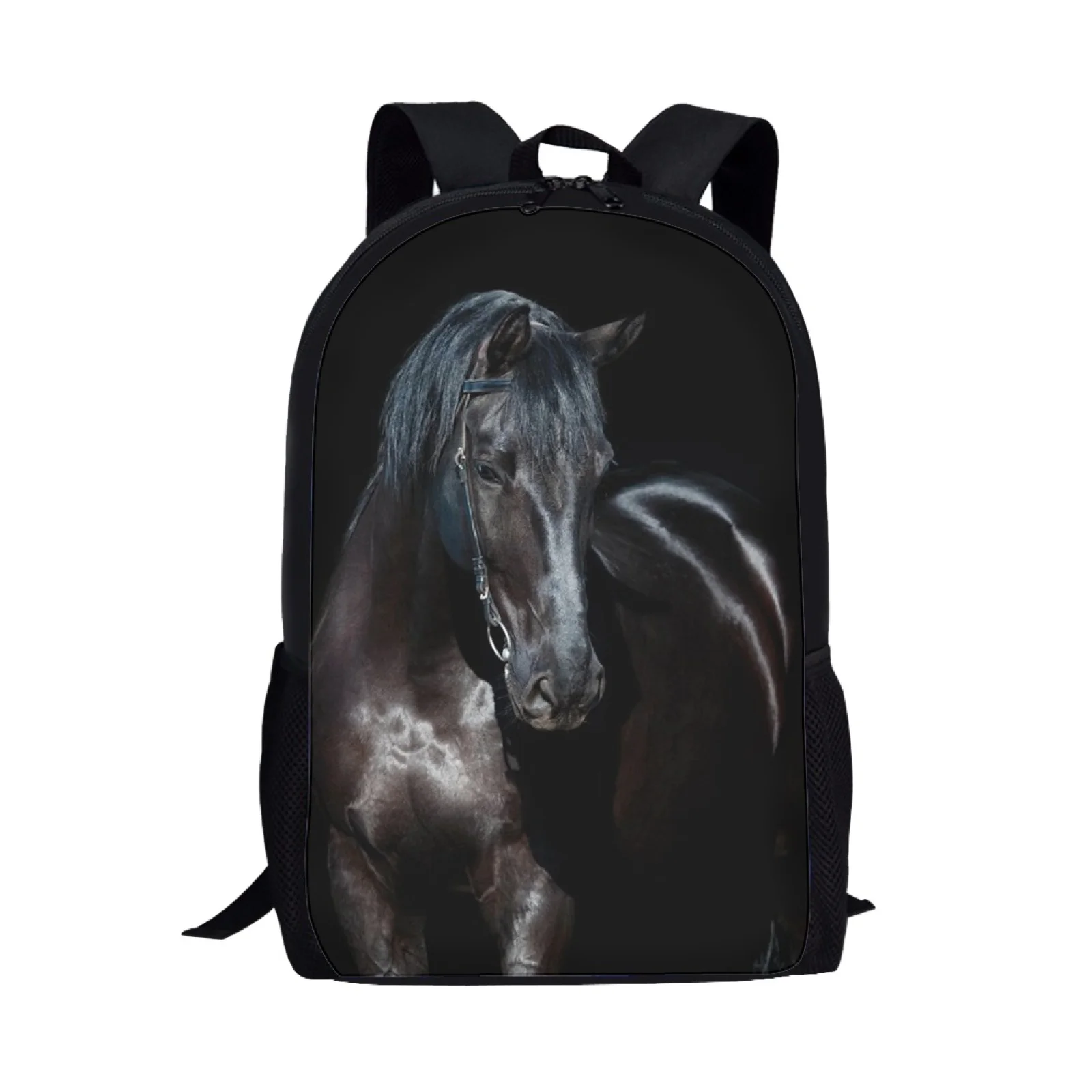 

School Bags Cute 3D Horse Print Children Backpack for Teenagers Boys Girls Teens Bookbag Back Pack Kids Book Bag Black Schoolbag