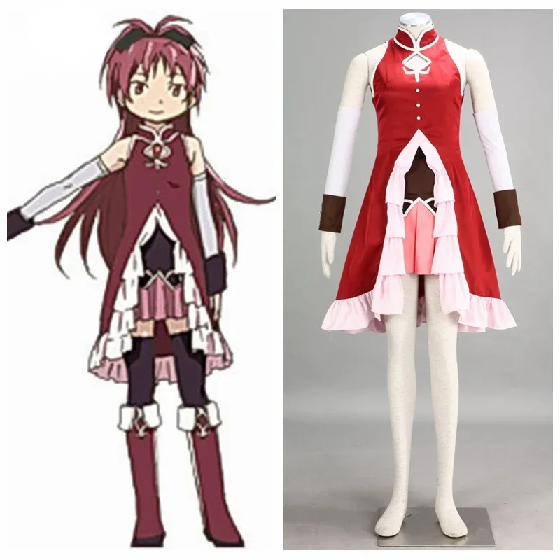 Anime Puella Magi Madoka Magica Anime Sakura Kyoko Halloween Cosplay Costume Customize for Adults