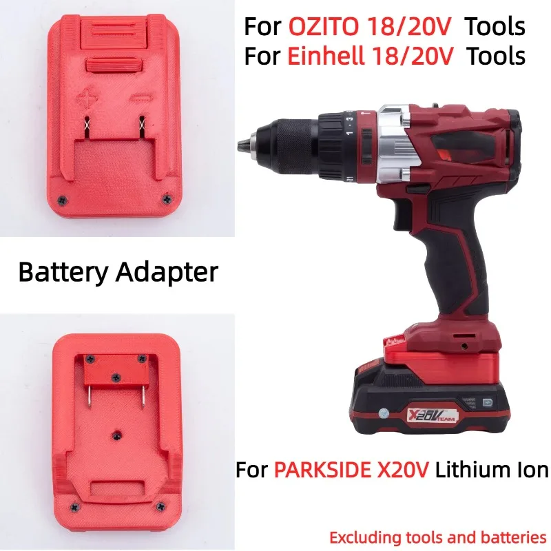Adaptador Conversor de Bateria para Bateria de Íon-lítio Lidl Parkside X20v para Ferramentas de Perfuração sem Fio Ozito Einhell 18 20v Apenas Adaptador
