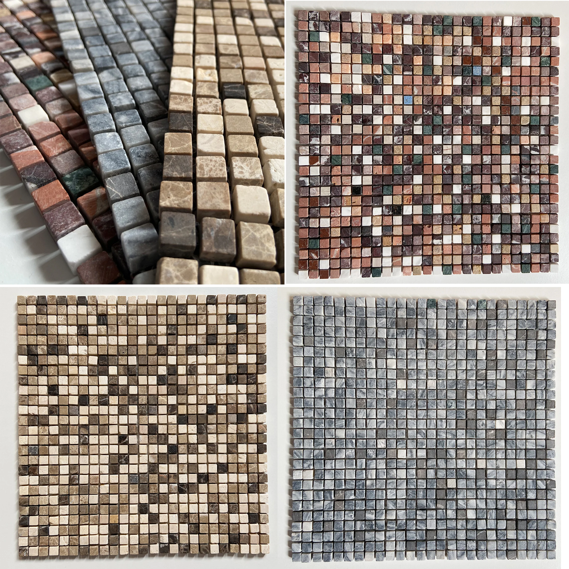 

Natural stone multicolored small particle mosaic tile park seat bathroom toilet background decorative wall customization