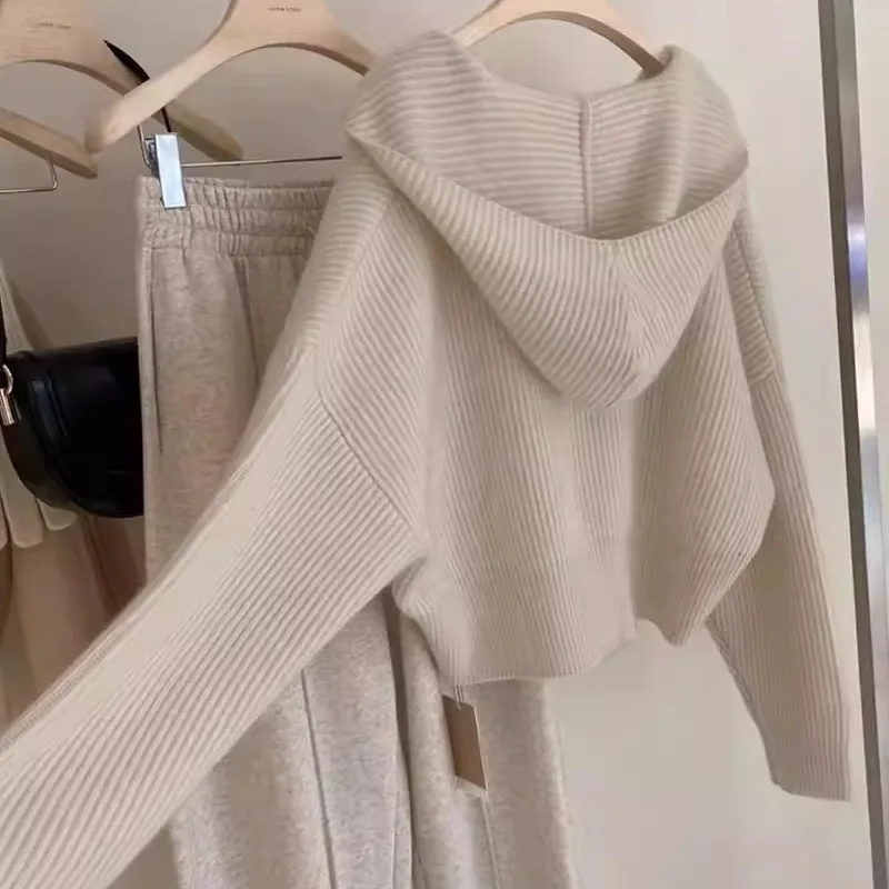 

Женский свободный свитер с капюшоном, мягкий, уютный, осенне-зимний, модный дизайн, вязаное пальто, повседневное, удобное, элитное ощущение