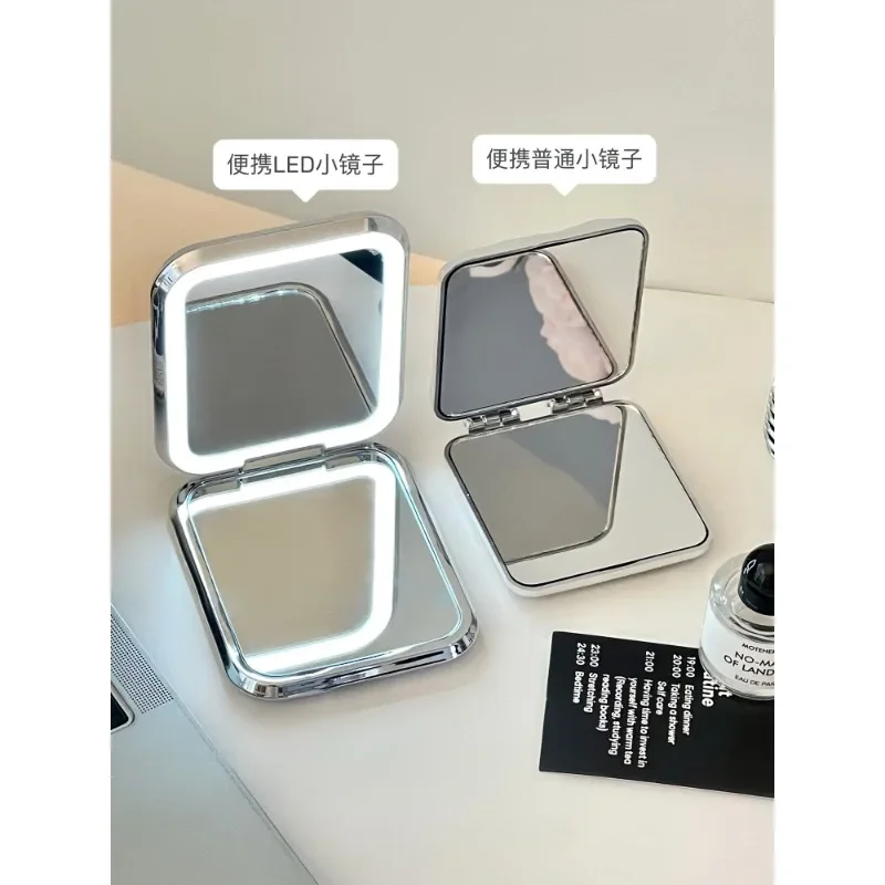 Makeup Mirror with Light Portable Mirror Go out Portable Small Mirror Household Dresser Table Fans