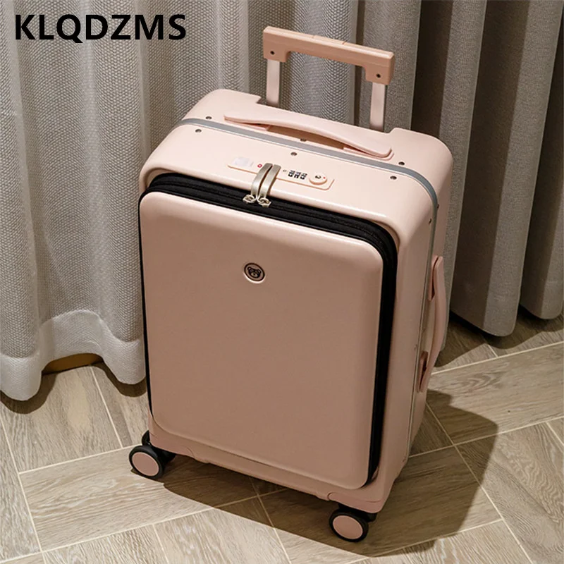 KLQDZMS 20 "24 นิ้วใหม่กระเป๋าเดินทางมัลติฟังก์ชั่รถเข็นก่อนเปิดกรอบอลูมิเนียม Boarding Box Rolling กระเป๋าเดินทาง