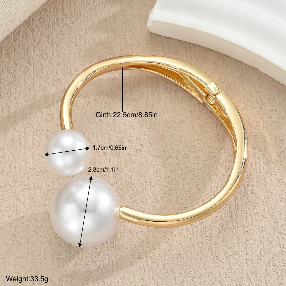 بسيطة كبيرة حبات اللؤلؤ الذهب اللون أساور للنساء الشرير مبالغ فيها هندسية السلس سوار موضة ارتداء اليومي مجوهرات هدايا