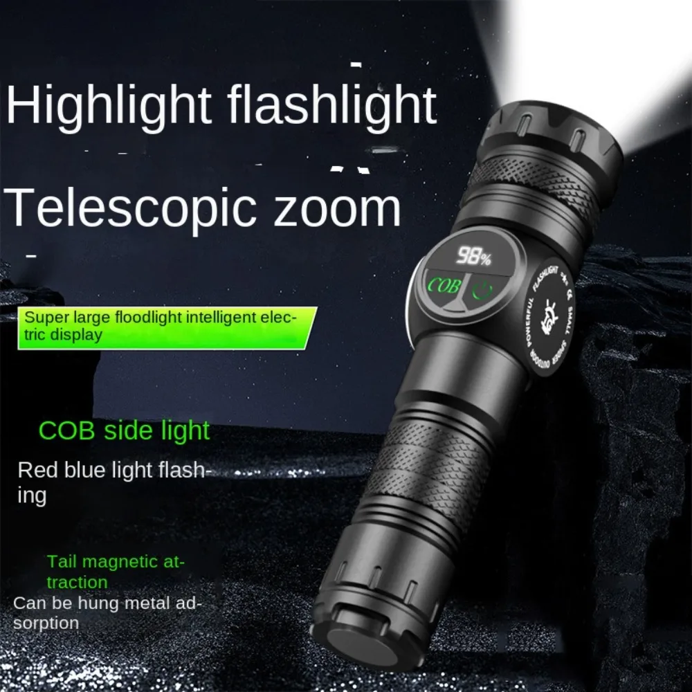 

USB Rechargeable LED Flashlight Searchlight Zoom Spotlight Display Torch Magnetic attraction Long Beam Camping Light Camping