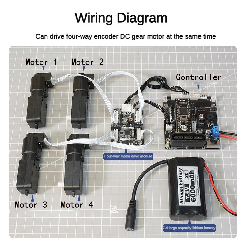 4 Way Encoded Motor Drive Module Onboard Voltage Stabilizing Circuit Motor Control for Smart Car Dedicated To Diy Kit Electric