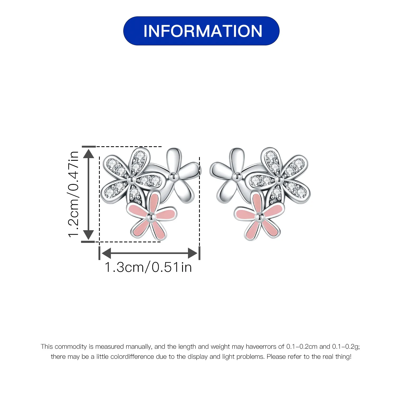 CYMYSS 2025 New Style 1 Pair 925 Sterling Silver Pink Daisy Earrings Decoration women's Earrings Party Gift women's Earrings