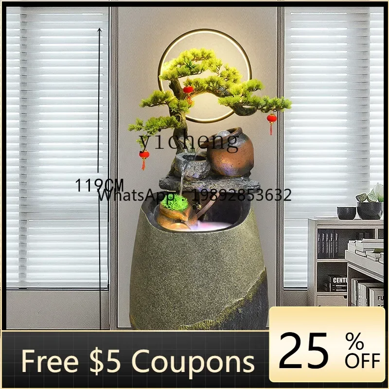 Lucky Flowing Water Fountain Feng Shui Wheel Floor Ornament Feng Shui Ball Entrance Living Room Humidifier Gifts