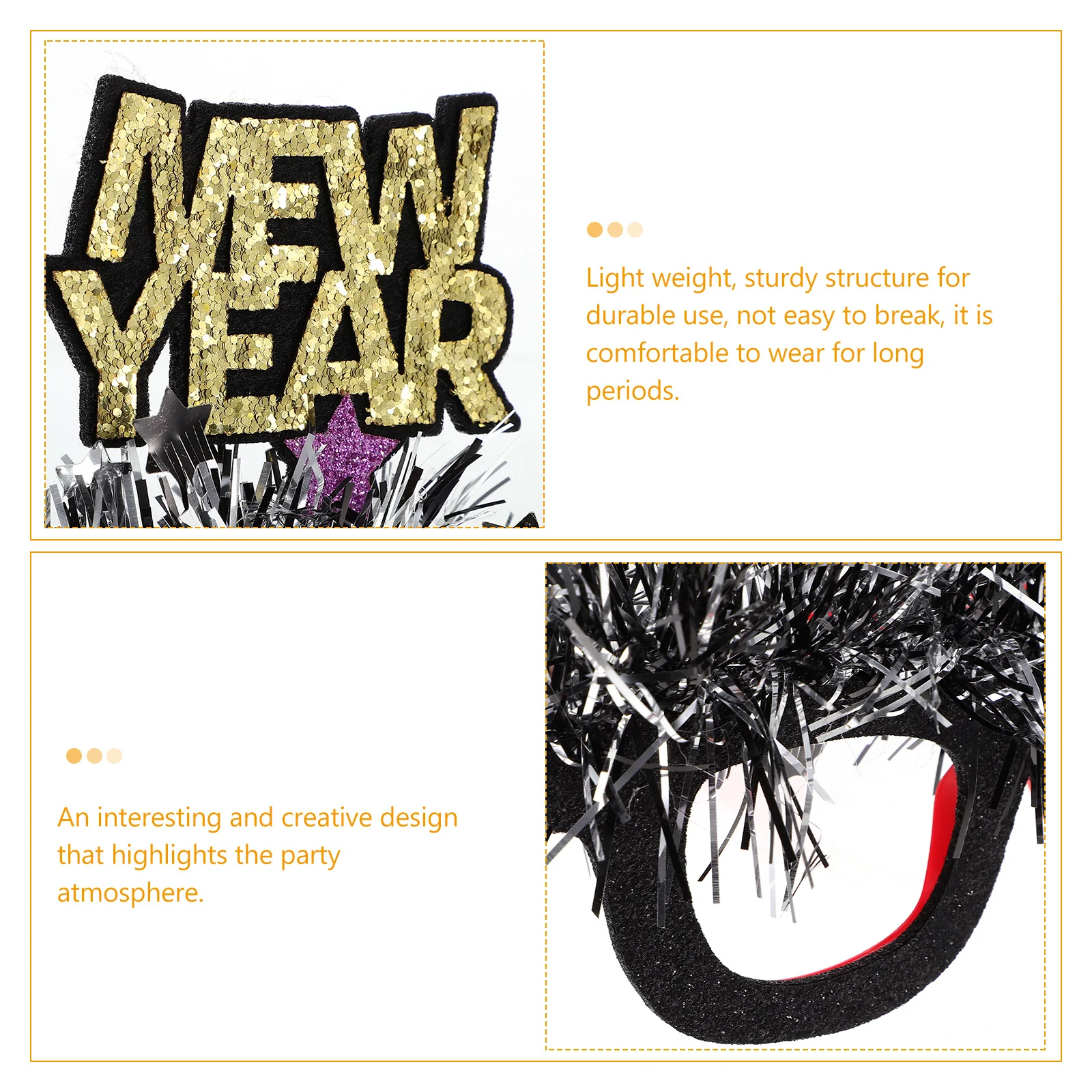 

2024 New Year Party Glasses Eyeglasses Plastic Non-Woven Fabric Lightweight Photo Props Party Supplies 2024 Eyeglasses