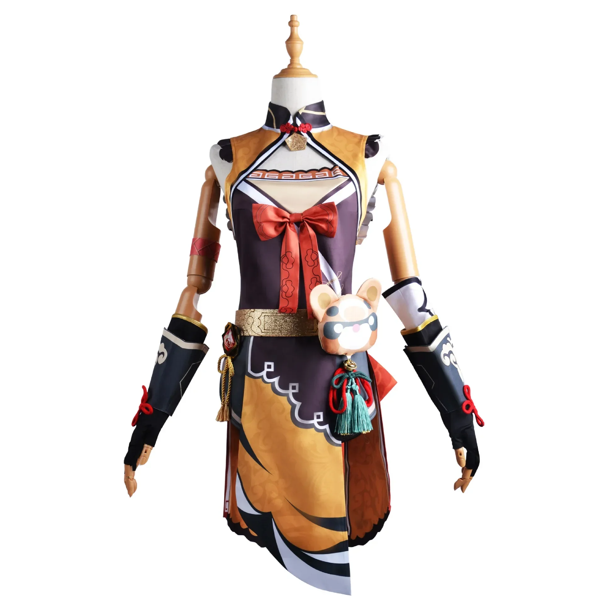 Genshin Kostum Cosplay Impact Xiangling Anime Pakian Kepala Koki Xiang Ling Kostum Women's Dress Halloween Party Dress Uniform